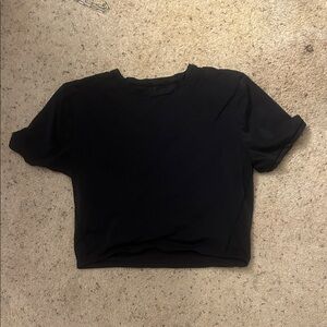 Black Lululemon Women's Wunder Train Crewneck Crop Top
